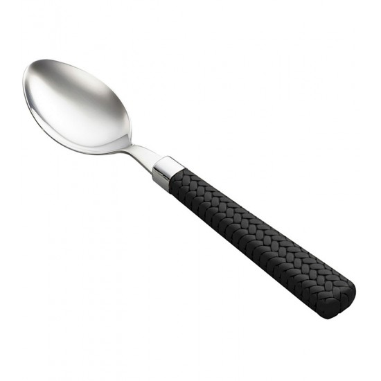 Jogo 6 Colheres 15cm Para Chá De Aço Inox Com Cabo De Plástico Rattan Preto